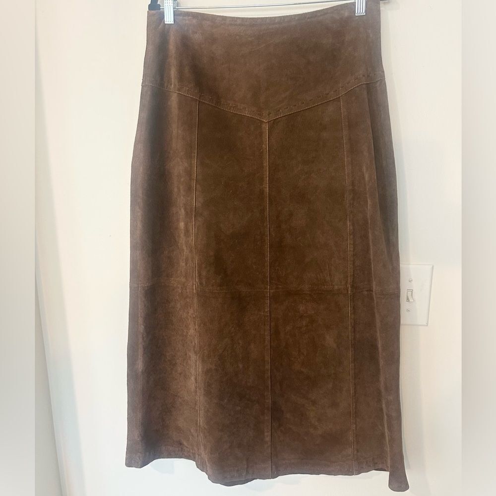 Country Shop Brown Suede Midi Skirt 12